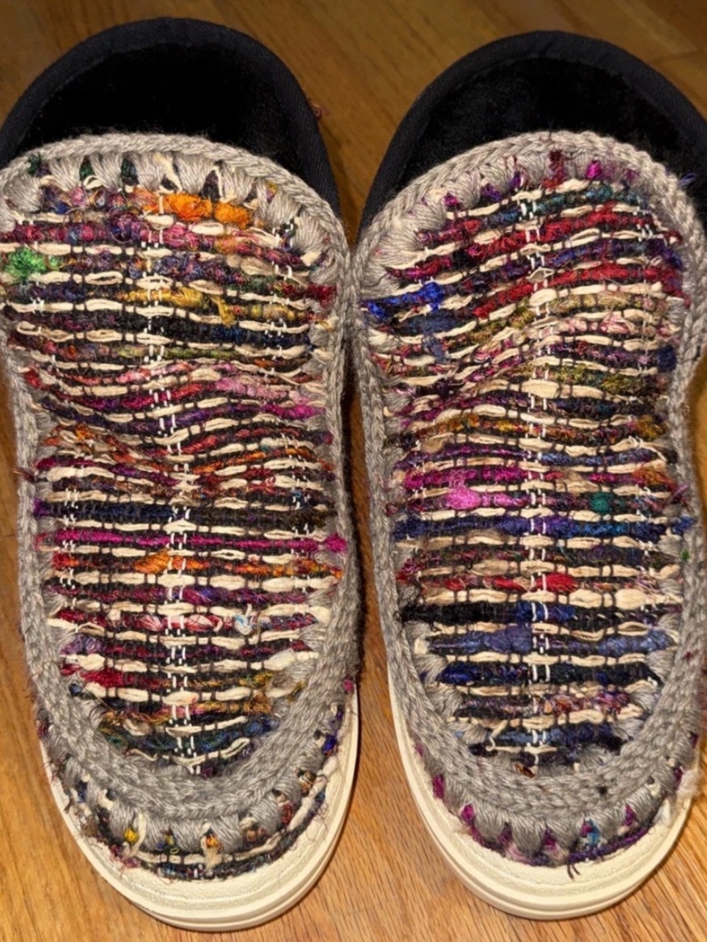 Womens Mou Shearling Multicolor Woven Upper Ankle Boots Size EU 39